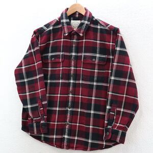 St Johns Bay Shacket Plaid Chamois Shirt Men's XL Red Long Sleeve Button Up Warm